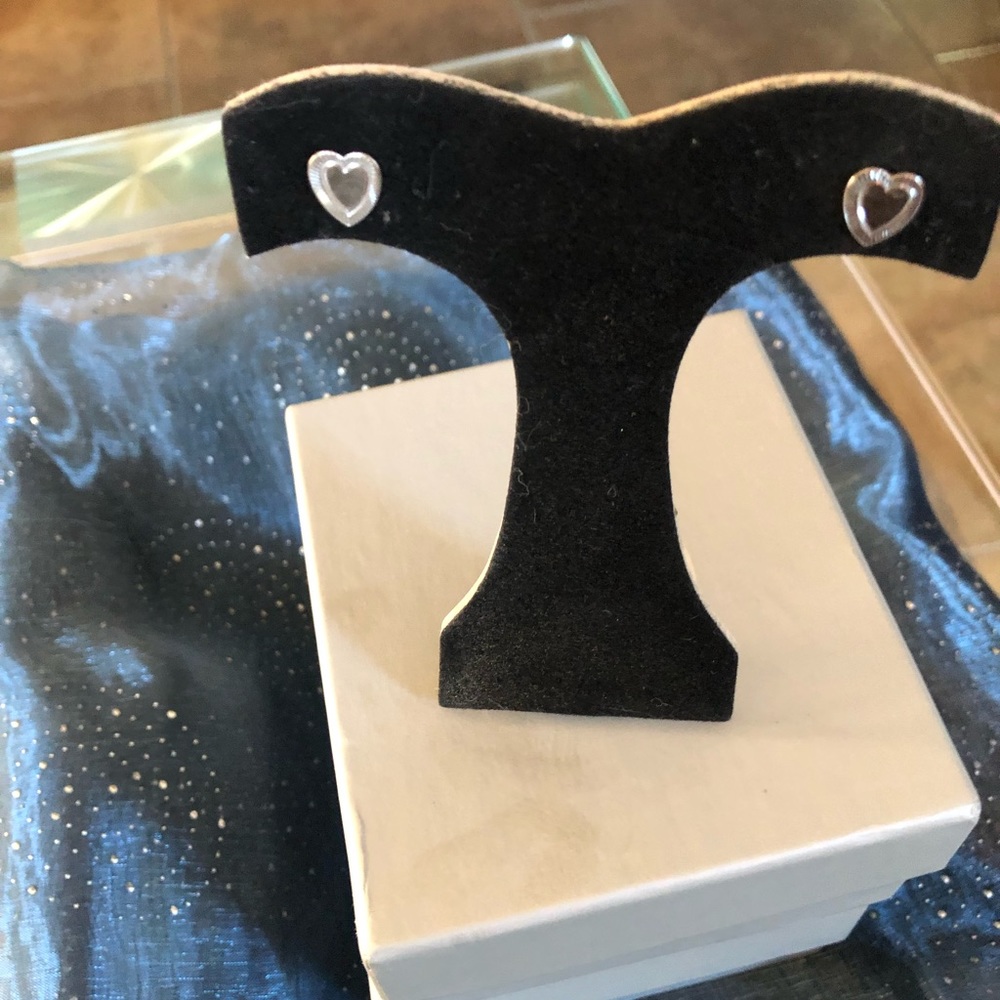 Sterling Silver Heart Stud Earrings Pierced
